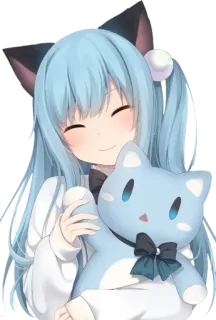 ☺️ Anime, Neko, Dễ thương, Kawaii, Xanh dương, Mèo telegram sticker