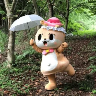 🐻 mascotte, animal, mignon, forêt, parapluie, dessin animé, personnage telegram sticker