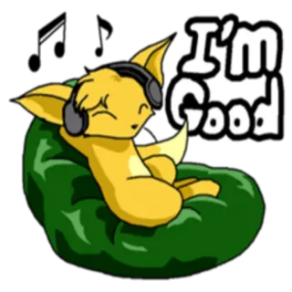 🙂 I'm Good animal, renard, casque, détente, relax, dessin animé telegram sticker