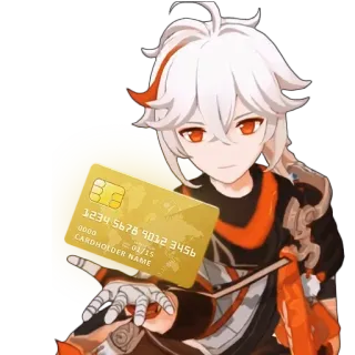 💳 Kaedehara Kazuha Genshin Impact anime, video game, genshin impact, kaedehara kazuha, character, credit card telegram sticker