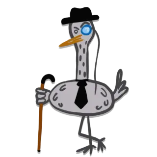 🧐 struzzo, uccello, monocolo, cartone animato, animale, elegante, raffinato, completo telegram sticker