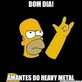 🌇 Homer Simpson The Simpsons BOM DIA!
AMANTES DO HEAVY METAL โฮเมอร์ ซิมป์สัน, เฮฟวีเมทัล, การ์ตูน, ตอนเช้า, อรุณสวัสดิ์ telegram sticker