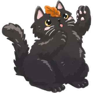 🍁 gatto, animale, adesivo, carino, gattino, cartone animato, autunno, foglia telegram sticker