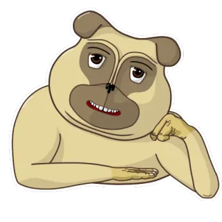 🙄 anjing, pug, hewan, kartun, stiker telegram sticker