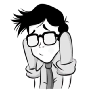 😞 Мультфильм, Человек, Очки, Ботан, Персонаж, Рисунок telegram sticker