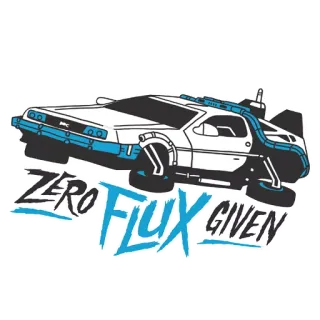 ✈️ ZERO FLUX GIVEN delorean, машина, потоковый накопитель, назад в будущее, путешествие во времени, наклейка, смешной telegram sticker
