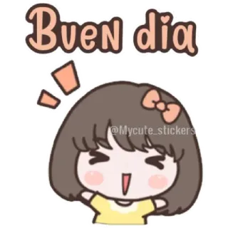 😁 Buen día buongiorno, carino, cartoni animati, kawaii, ragazza telegram sticker