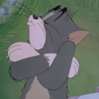 😝 Tom Cat gatto, cartone animato, Tom e Jerry, braccia conserte, pensieroso, animato telegram sticker
