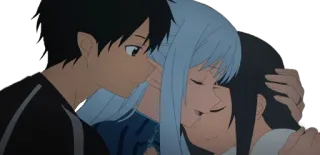 👨‍👩‍👧 Anime, Casal, Abraço, Amor, Afeição, Romance telegram sticker