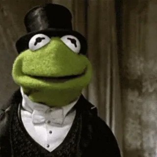 🎩 Kermit 科米蛙, 玩偶, 布偶, 青蛙, 高顶礼帽, 领结 whatsapp sticker