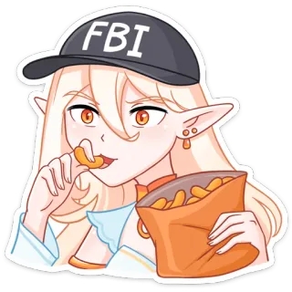 🍿 FBI Anime, Elf, Chips, Hut, Snack whatsapp sticker