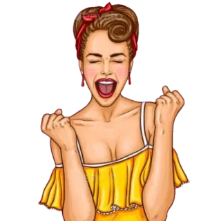 😆 woman, pinup, retro, vintage, excited, celebration telegram sticker