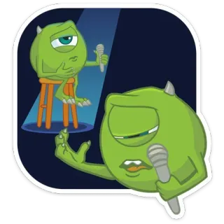 🎤 Mike Wazowski Monsters, Inc. monster, green, character, cartoon, animation, singer telegram sticker