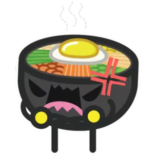 😵 makanan, marah, mangkuk, kartun, ramen, telur, imut whatsapp sticker