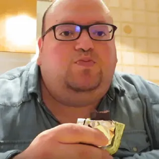 🍅 homem, comendo, comida, lanche, retrato, óculos whatsapp sticker