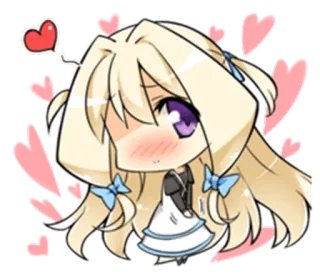 😍 Garota anime, Chibi, Kawaii, Corações, Bonito, Cabelo loiro, Anime telegram sticker