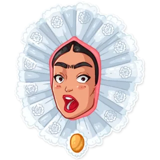 😨 портрет, жабо, воротник, лицо, открытый рот, мультфильм telegram sticker