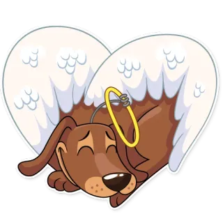 😴 dog, angel, wings, pet, cartoon, halo, cute whatsapp sticker