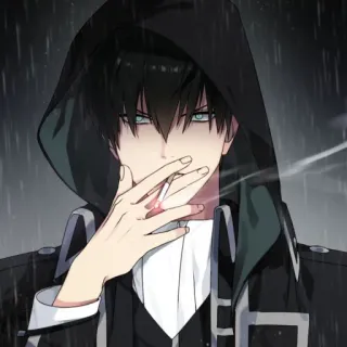 🚬 Anime, Fumando, Cigarrillo, Sudadera con capucha, Masculino, Personaje telegram sticker