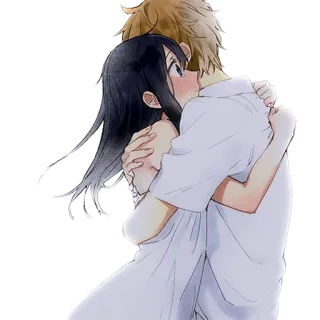 ❤️ abraço, casal, anime, romance, amor, carinho, ilustração whatsapp sticker