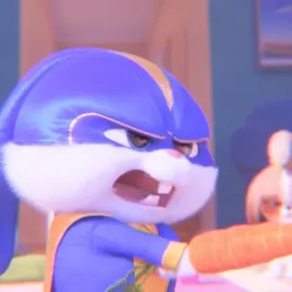 🐰 Snowball The Secret Life of Pets rabbit, bunny, angry, carrot, superhero, cartoon whatsapp sticker