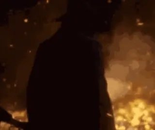 🔥 violence, guerre, feu, silhouette, homme, chapeau telegram sticker