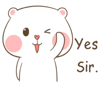 🐽 Yes Sir. urso, desenho animado, sim senhor, fofo, piscadela telegram sticker