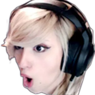 😱 mulher, fone de ouvido, rosto, retrato, cabelo loiro, chocada, surpresa telegram sticker