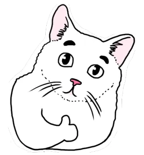 👍 Katze, Tier, Daumen hoch, Positiv, Cartoon, Sticker, weiße Katze telegram sticker