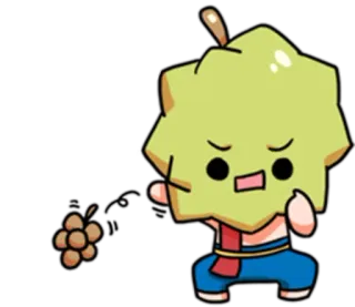 😠 kreskówka, owoc, durian, kawaii, sztuki walki telegram sticker
