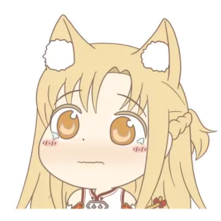 🐱 Asuna Yuuki Sword Art Online Anime, Huilend, Kattenoren, Kawaii, Verdrietig whatsapp sticker