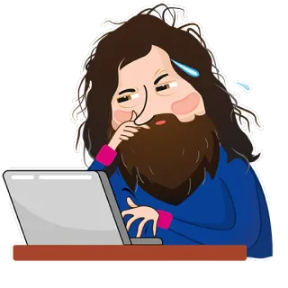 💻 persona, hombre, ordenador, pensando, estresado, sudor, oficina telegram sticker