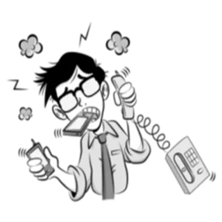 📱 в стрессе, офис, мультяшный, занятый, работник, разочарован telegram sticker