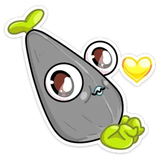 ❤️ semilla, dibujo animado, lindo, kawaii, ojos, corazón whatsapp sticker