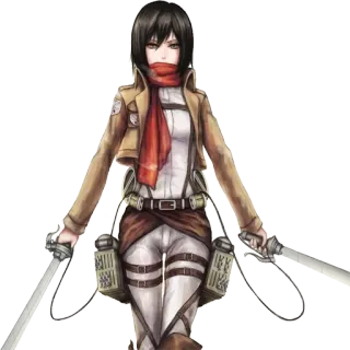 🗡 Mikasa Ackerman Attack on Titan Anime, Attack on Titan, Mikasa Ackerman, Zwaard, Personage, Verkenningslegioen, Militair telegram sticker