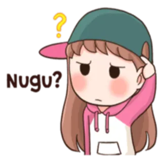 😐 Nugu? 質問, 困惑, 考え中, かわいい, 可愛い whatsapp sticker