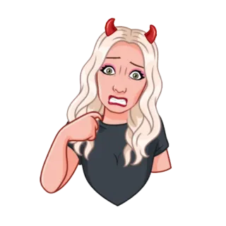 😦 diabeł, horror, kobieta, przestraszona, zszokowana, halloween, kreskówka telegram sticker