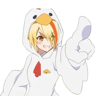 👉 аниме, мультфильм, девушка, курица, костюм, блондинка telegram sticker