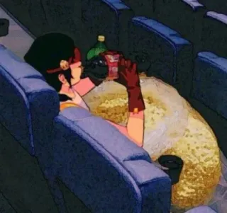 🍿 pessoa, teatro, cinema, assistindo filme, pipoca whatsapp sticker