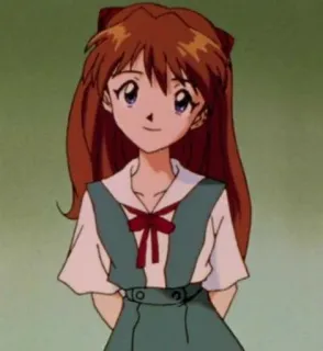 🌟 Asuka Langley Sohryu Neon Genesis Evangelion Anime, Charakter, rote Haare, Schuluniform, Asuka Langley, Evangelion telegram sticker