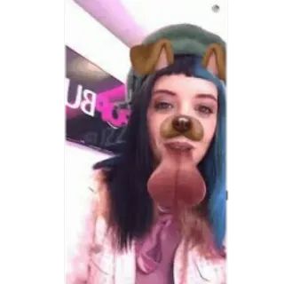 😝 Selfie, Mulher, Filtro de cachorro, Língua, Engraçado, Rosto, Retrato, Filtro digital telegram sticker