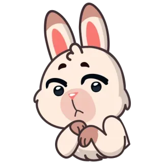 ☹️ кролик, зайчик, животное, милый, мультик, наклейка telegram sticker