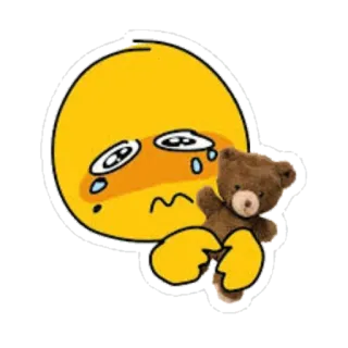 😢 emoji, chorando, triste, ursinho de pelúcia, lágrimas, amarelo telegram sticker
