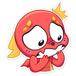 😬 cartoon, dragon, cute, scared, sad, red, monster whatsapp sticker