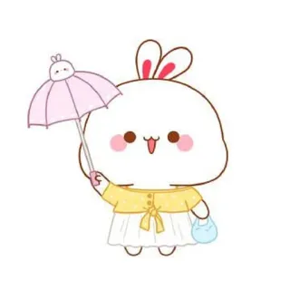 🍼 Dibujos animados, Conejo, Lindo, Paraguas, Conejo telegram sticker