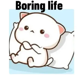 🥱 Boring life 猫, 可愛い, 退屈, 人生, 悲しい whatsapp sticker