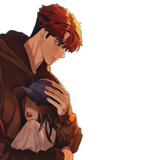 🦔 hug, man, woman, couple, affection, romance, cartoon telegram sticker