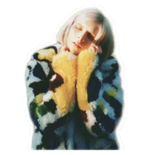😴 potret, wanita, mantel bulu, mode whatsapp sticker