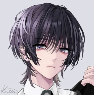 😶 Anime, Mangá, Menino, Retrato, Ilustração, Emo, Piercings whatsapp sticker