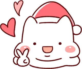 ✌️ 猫, 可愛い, かわいい, ハート, サンタ帽子, ピースサイン telegram sticker